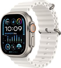 Apple Watch Ultra 2 (GPS + Cellular) 49 mm titaanikuori ja valkoinen Ocean-ranneke (MREJ3)