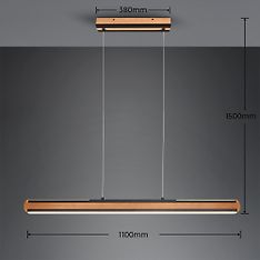 Trio Deacon riippuvalaisin, 5000 lm, 2700/4000/6500 K, LED 42 W, 110 cm, musta/puu, kuva 7