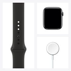 Apple Watch SE (GPS) 44 mm tähtiharmaa alumiinikuori, musta urheiluranneke, MYDT2, kuva 8