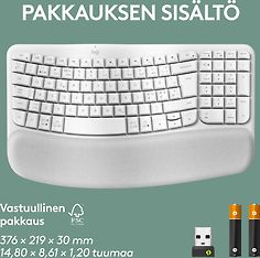 Logitech Wave Keys -langaton näppäimistö, luonnonvalkoinen, kuva 10