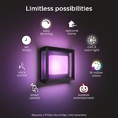 Philips Hue Econic Outdoor-älyseinä/kattovalaisin, musta, litteä, neliö, 26 cm, 1150 lm, kuva 19