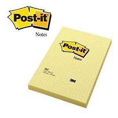 Post-it 660 ruudullinen viestilappu keltainen 102 x 152 mm, 6 kpl/paketti