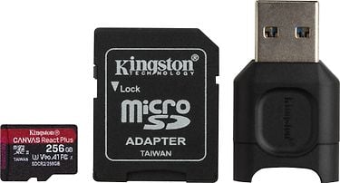 Kingston 256 Gt microSD Canvas React Plus UHS-II Speed Class 3 (U3) -muistikortti, kuva 3