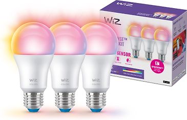 WiZ älylamppu, E27, A60, RGB, Wi-Fi, 2200-6500 K, 806 lm, matta, 3 kpl