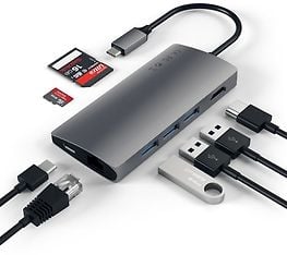Satechi USB-C Multi-Port Adapter 4K Gigabit Ethernet V2 -adapteri, space gray, kuva 4