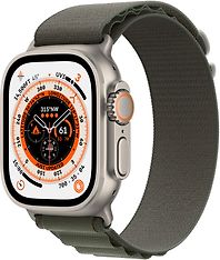 Apple Watch Ultra (GPS + Cellular) 49 mm titaanikuori ja vihreä Alpine-ranneke, pieni (MNHJ3)