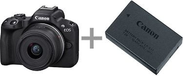 Canon EOS R50 -järjestelmäkamera + 18-45 mm objektiivi + lisäakku
