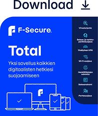 F-Secure Total  - 1 laitetta / 12 kk -tietoturvaohjelmisto, ESD - sähköinen lisenssi