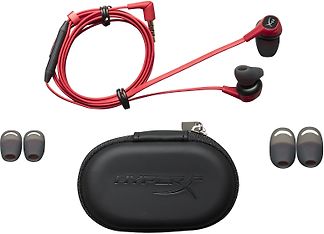 HyperX Cloud Earbuds -nappipelikuuloke mikrofonilla, musta/punainen, kuva 2