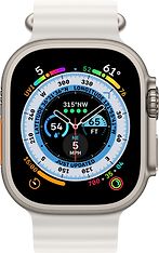 Apple Watch Ultra (GPS + Cellular) 49 mm titaanikuori ja valkoinen Ocean-ranneke (MNHF3), kuva 2