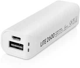 Fuj:tech Lite 2600 White -varavirtalähde, 2600 mAh