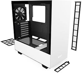 NZXT H510 Compact Mid Tower ATX-kotelo, lasikyljellä, valkoinen/musta, kuva 3