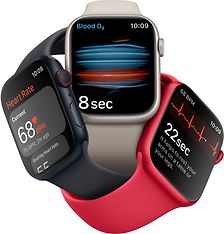 Apple Watch Series 8 (GPS + Cellular) 41 mm keskiyönsininen alumiinikuori ja keskiyönsininen urheiluranneke (MNHV3), kuva 5