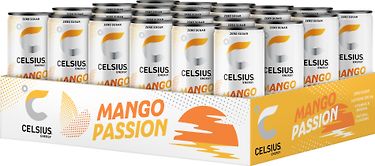 Celsius Mango-passion -energiajuoma, 355 ml, 24-pack