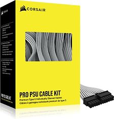 Corsair Premium Individually Sleeved PSU Cables Pro Kit, Type 5, Gen 5 -virtalähteen kaapelisetti, valkoinen