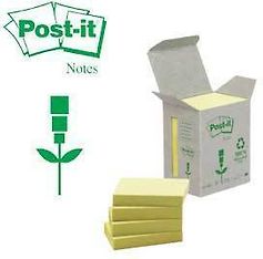 Post-it 653 ekologiset viestilaput, 38 x 51 mm, keltainen, 3 pakettia