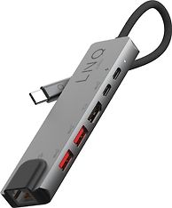 LINQ 6 in 1 PRO USB-C Multiport Hub, alumiininharmaa