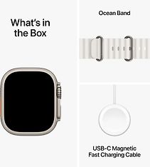 Apple Watch Ultra 2 (GPS + Cellular) 49 mm titaanikuori ja valkoinen Ocean-ranneke (MREJ3), kuva 9
