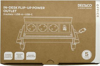 DELTACO upot. virtapaneeli, ylös ponn., 3 pistoras., 1x21W A+C USB-laturi, GST18-liitäntä, kuva 15