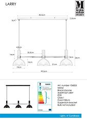 Markslöjd Larry -riippuvalaisin, E27, musta/kromi, kuva 3