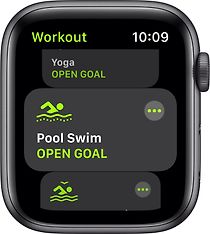 Apple Watch SE (GPS) 44 mm tähtiharmaa alumiinikuori, musta urheiluranneke, MYDT2, kuva 3