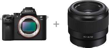 Sony α7 II -järjestelmäkamera + 50mm f1.8 -objektiivi