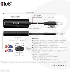 Club 3D CAC-1588 Type C - HDMI 2.1 PD 100W -aktiivinen adapteri, 4K120 Hz - 8K60Hz, kuva 3