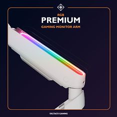 Deltago Gaming Premium RGB -monitorivarsi kahdelle näytölle, valkoinen, kuva 10