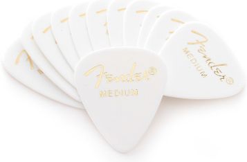 Fender 351 White, Medium plektra, 12kpl