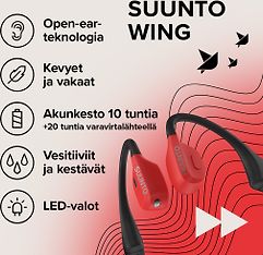 Suunto Wing -open ear-urheilukuulokkeet, punainen, kuva 2