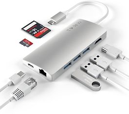 Satechi USB-C Multi-Port Adapter 4K Gigabit Ethernet V2 -adapteri, silver, kuva 3