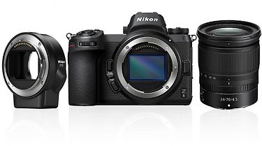 Nikon Z6 -mikrojärjestelmäkamera + 24-70 mm objektiivi + FTZ-adapteri