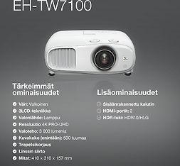 Epson EH-TW7100 4K PRO-UHD -projektori, kuva 17