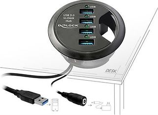 DeLock 4-porttinen USB hubi, pöytään asennettava, kuva 3