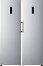 LG GLE71PZCSZ -jääkaappi, teräs ja LG GFE61PZCSZ -kaappipakastin, teräs