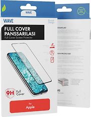 Wave Full Cover -panssarilasi, iPhone SE (2022 & 2020) / 8 / 7 / 6s / 6, musta kehys, kuva 2