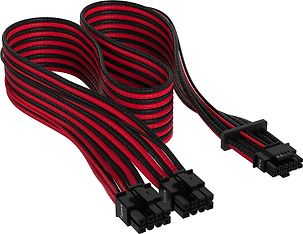 Corsair Premium Individually Sleeved 12+4pin PCIe Gen 5 12VHPWR 600W -kaapeli, punainen/musta