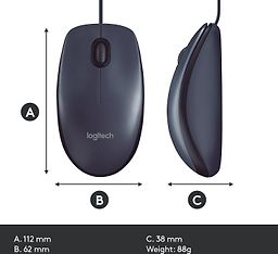Logitech B100 -hiiri yrityskäyttöön, musta, kuva 8