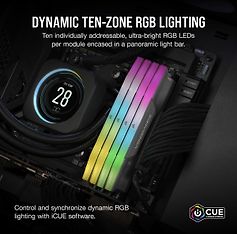 Corsair Vengeance RGB DDR5 5600 MHz CL36 32 Gt -muistimodulipaketti, harmaa, kuva 5