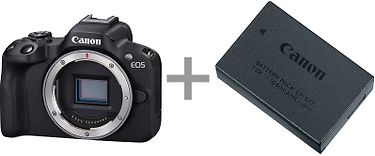Canon EOS R50 -järjestelmäkamera + lisäakku