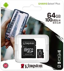 Kingston 64 Gt microSD Canvas Select Plus UHS-I Speed Class 1 (U1) -muistikortti