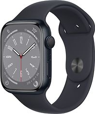 Apple Watch Series 8 (GPS) 45 mm keskiyönsininen alumiinikuori ja keskiyönsininen urheiluranneke (MNP13)