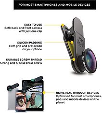 Black Eye Pro Kit 3 in 1 -Tele, Full Frame Fish Eye, HD Macro -linssit puhelimeen, kuva 4