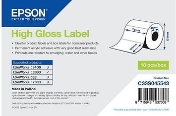 Epson Hight Gloss Label -etikettitarra, 76 mm x 127 mm