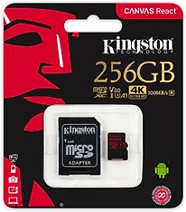 Kingston 256 Gt microSD Canvas React UHS-I Speed Class 3 (U3) -muistikortti