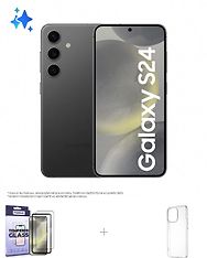 Samsung Galaxy S24 5G -puhelin, 128/8 Gt, Onyx Black + silikonisuoja ja panssarilasi