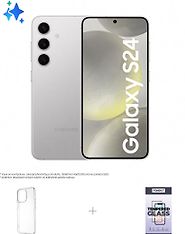 Samsung Galaxy S24 5G -puhelin, 128/8 Gt, Marble Gray + silikonisuoja ja panssarilasi