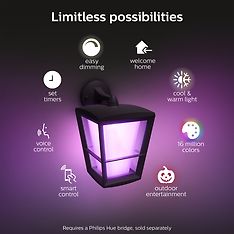 Philips Hue Econic Outdoor-älykäs lyhtyvalaisin, alaspäin, musta, 31 cm, 1150 lm, kuva 16