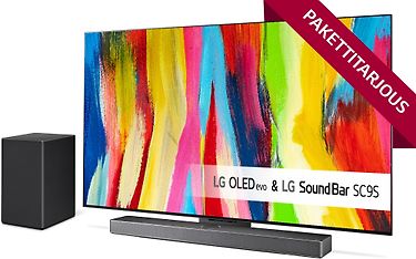 LG OLED C2 77" 4K OLED evo TV + LG SC9S 3.1.3 Dolby Atmos Soundbar -tuotepaketti