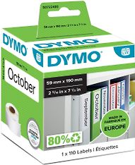 Dymo LabelWriter -leveä mappitarra 190 x 59 mm, 110 tarraa, valkoinen